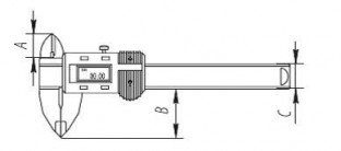 ШЦОЦ16 Штангенциркуль цифровой пластиковый, схема.