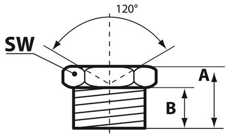 Пресс-масленка воронкообразная шестигранная D1, SK, схема.