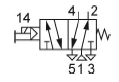 Пневмосхема, 5Рх-233-3, пневмораспределитель с электропневматическим управлением.
