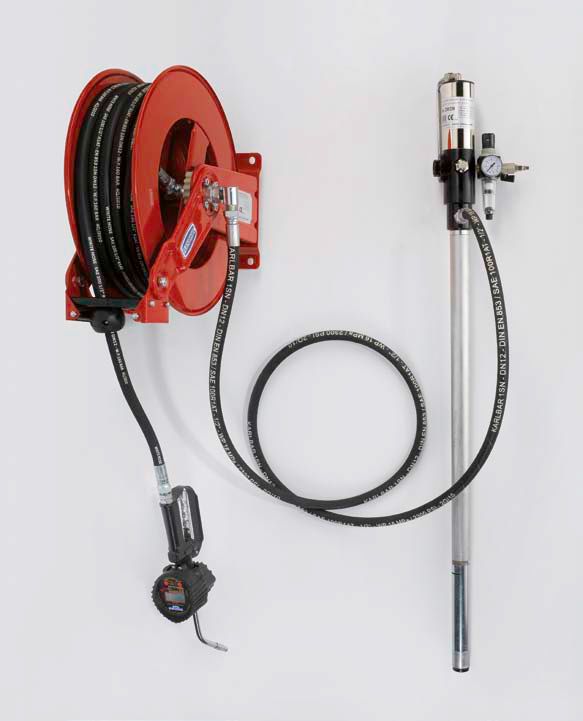 Стационарная система раздачи масла. 2992 стационарная система раздачи масла для бочек 208 л, с  катушкой для шланга, Flexbimec.