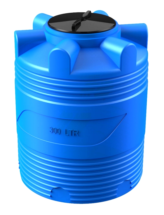 V 300 л емкость п/э цилиндрическая, синяя, для дизельного топлива, воды.
