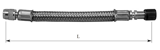 Резиновый вентильный удлинитель  в металлической оплетке 35212 - 35119.