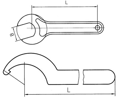 Оснастка станочная, Ключи для цанговых патронов, тип 0740, схема.