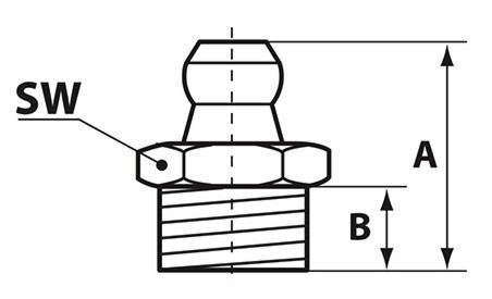 Пресс-масленка H1, оцинкованная, с шестигранником, схема.