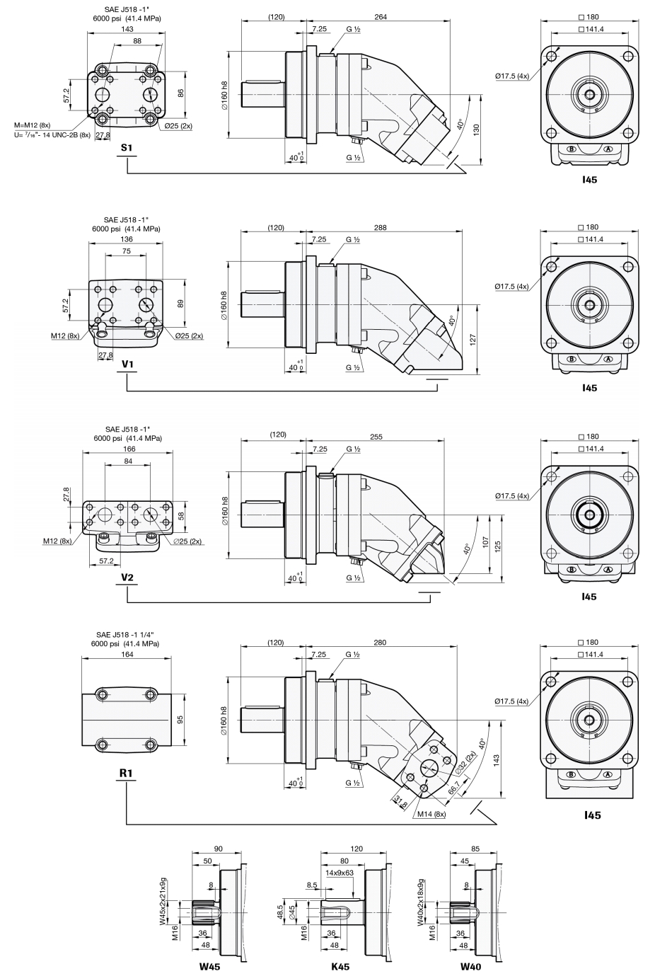 SCM 130 ISO Гидравлические моторы аксиально-поршневые, схема, размеры.