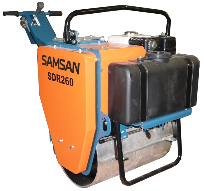 Ручной одновальцовый вибрационный бензиновый каток Samsan SD R260.