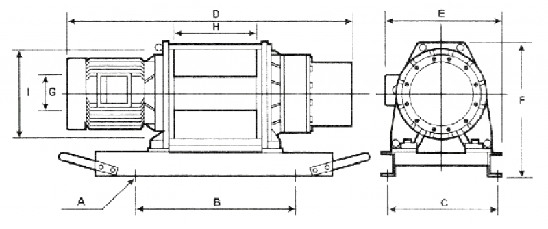 Электрическая универсальная лебедка CWG-30565B, размеры.