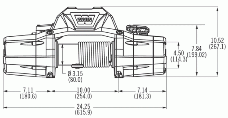 Автомобильная лебедка WARN ZEON 8, размеры.