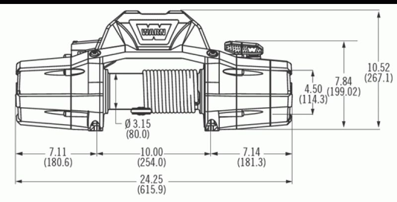 Автомобильная лебедка WARN ZEON 10-S, размеры.
