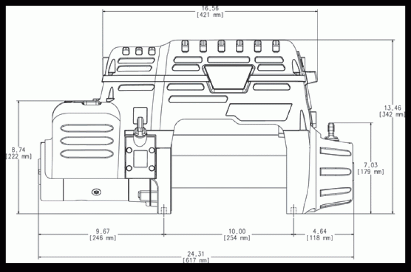 Автомобильная лебедка WARN PowerPlant HP, размеры.