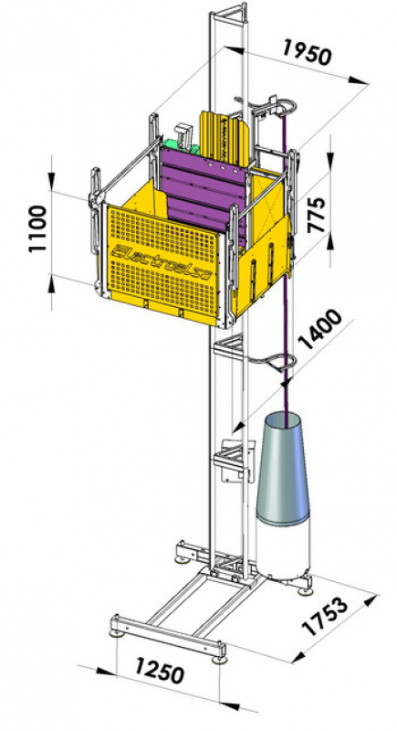 Мачтовый подъемник Electroelsa EHPM700, размеры.